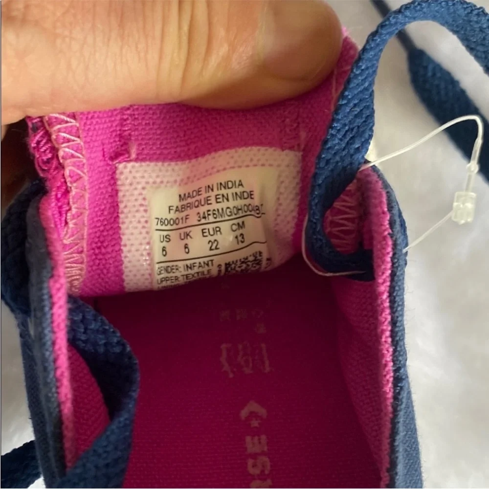 Converse Kids Navy and Pink Sneakers. Size 6